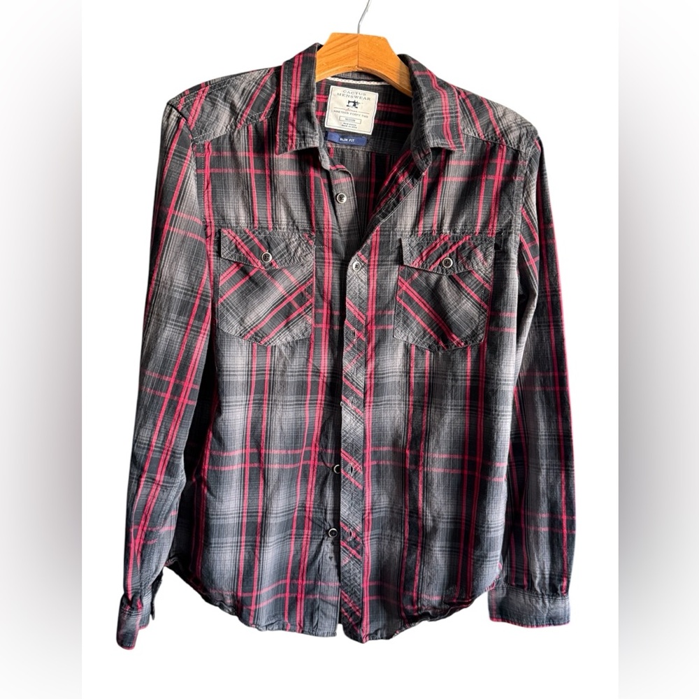 Men’s Western Button Down Plaid Shirt Slim Fit